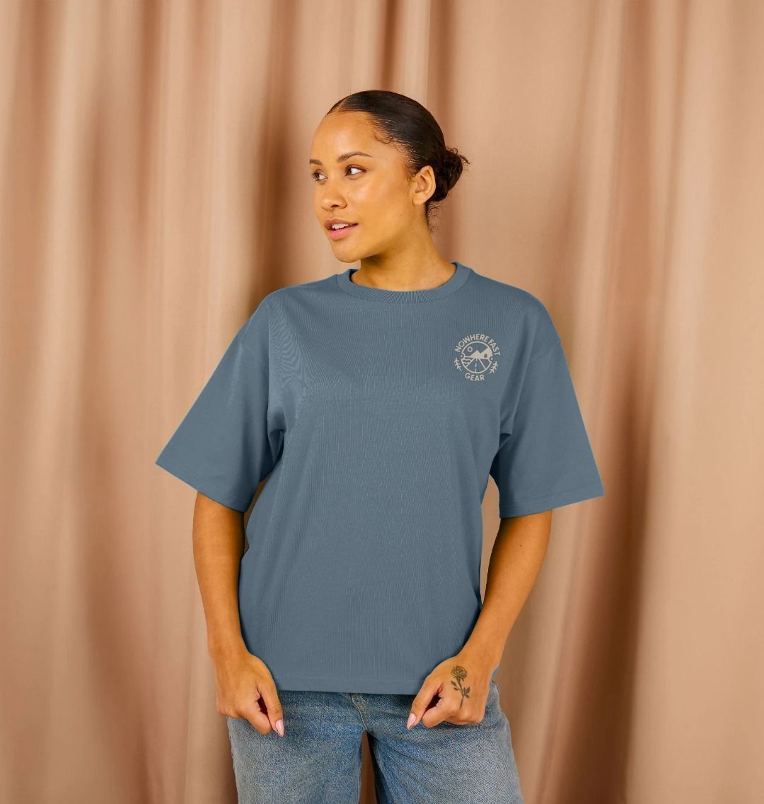 Women's Oversize T Shirt - Cream Logo