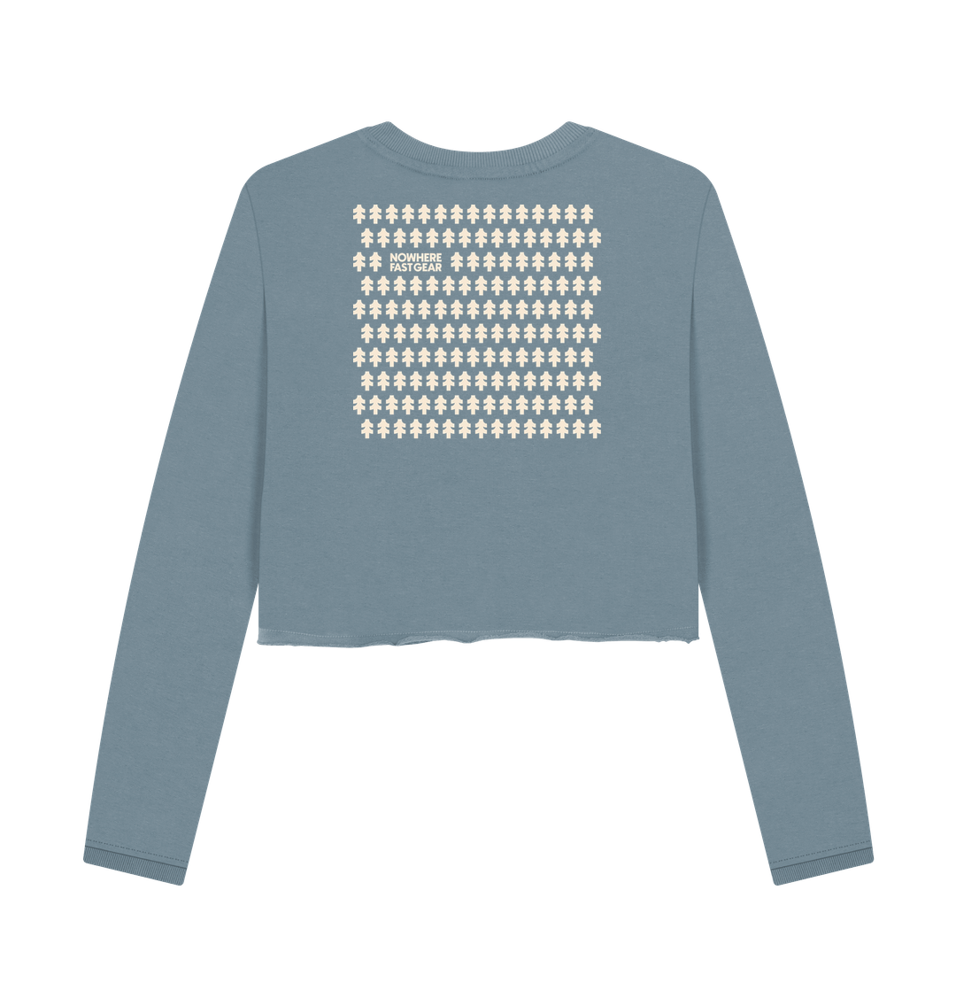 Stone Blue Printed Boxy Jumpers Back