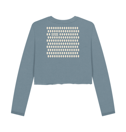 Stone Blue Printed Boxy Jumpers Back