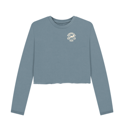 Stone Blue Printed Boxy Jumpers Front