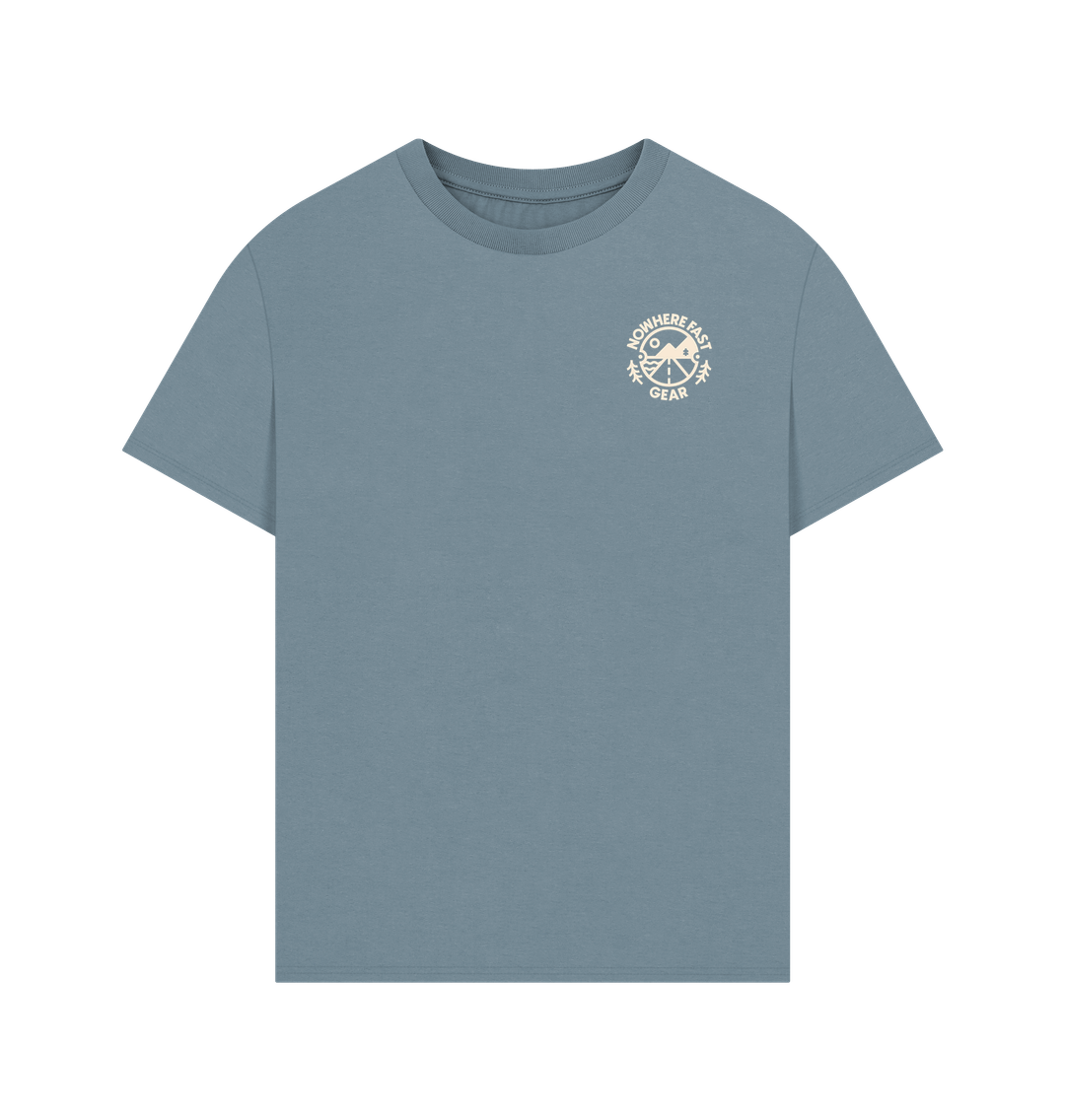 Stone Blue Men's Oversized T Shirt - Cream Logo