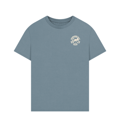 Stone Blue Men's Oversized T Shirt - Cream Logo