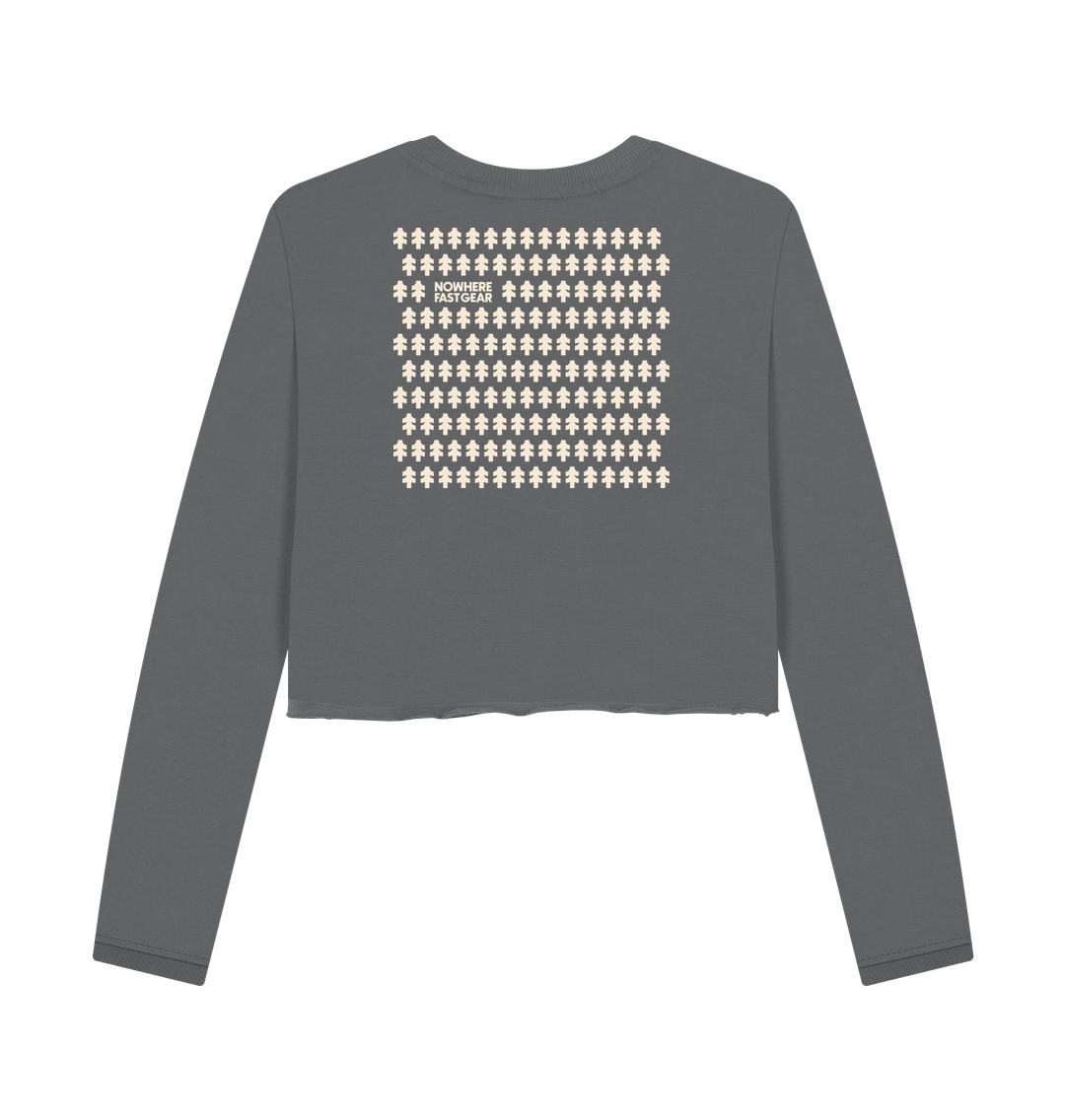 Slate Grey Printed Boxy Jumpers Back
