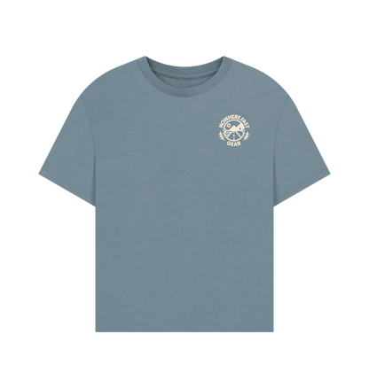 Stone Blue Women's Oversize T Shirt - Cream Logo