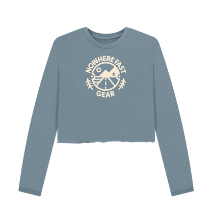 Stone Blue Printed Boxy Jumpers Front
